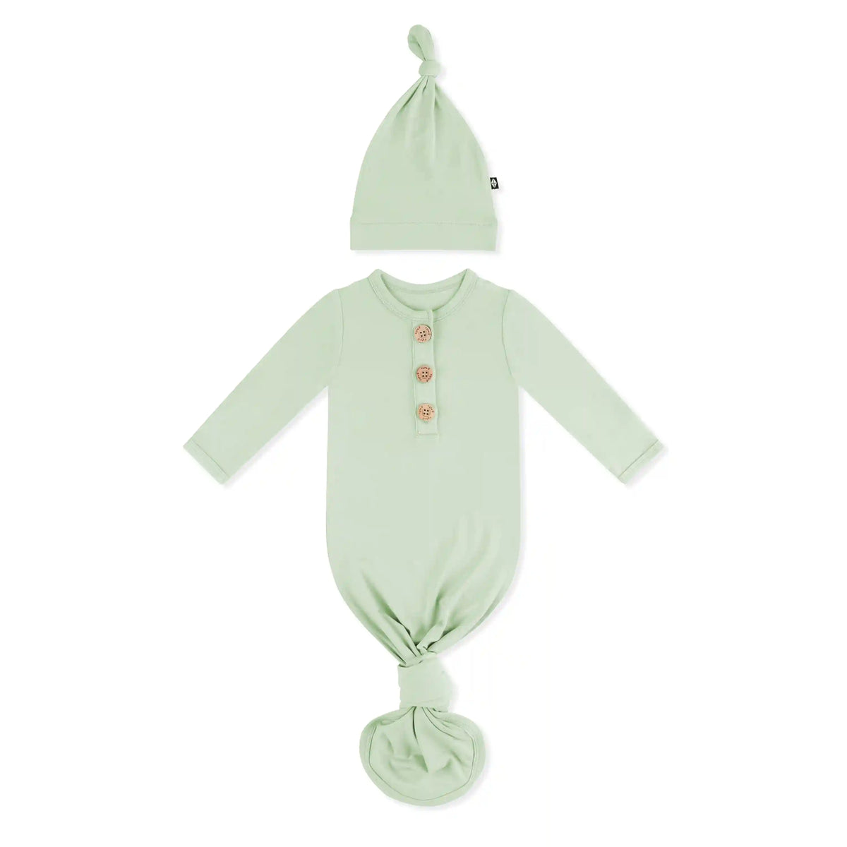Knotted Day Gown with Hat Set in Basil