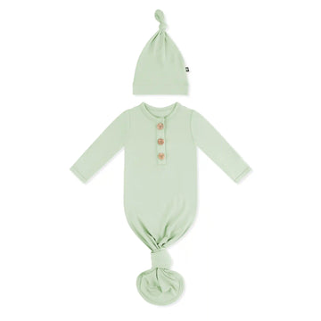 Knotted Day Gown with Hat Set in Basil
