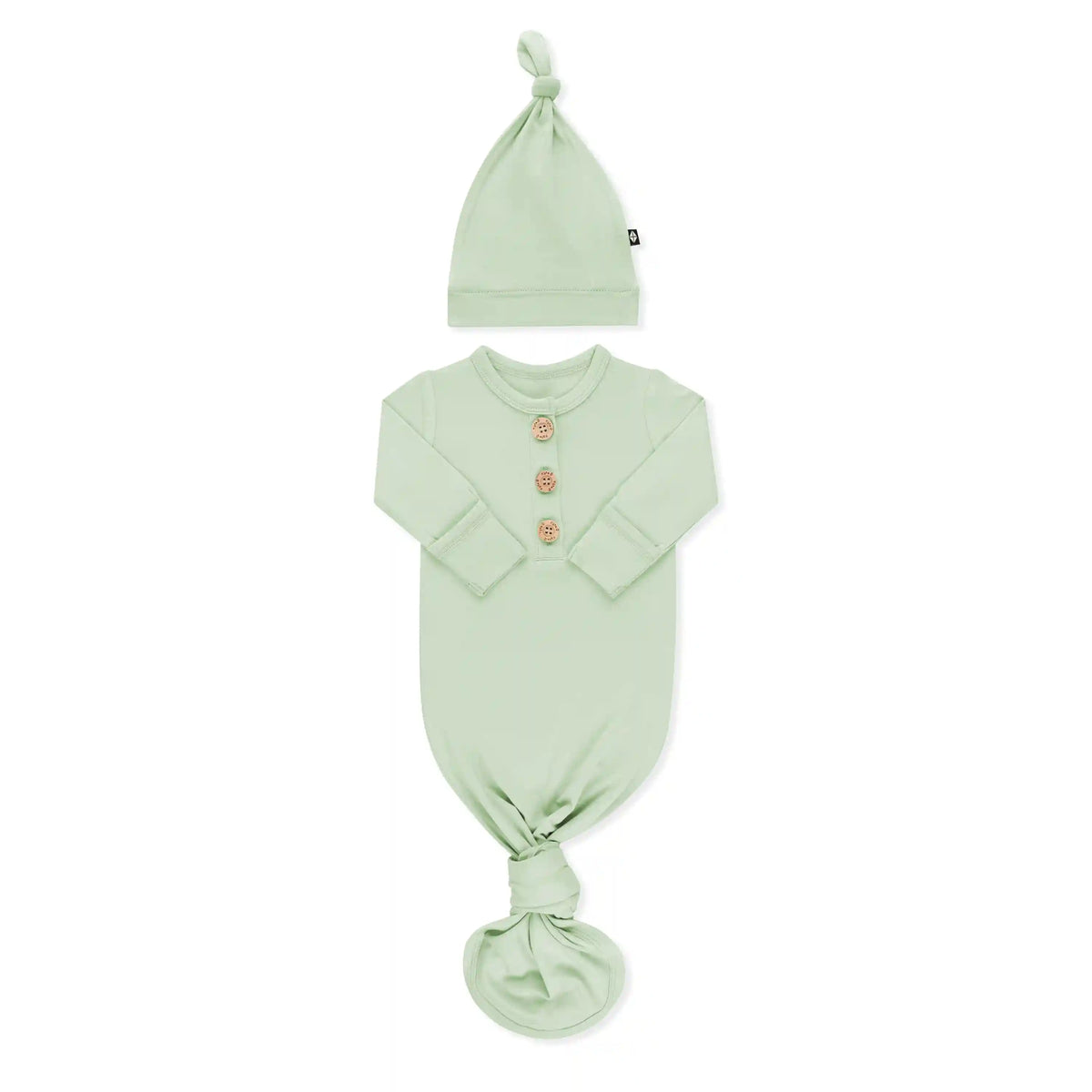 Knotted Day Gown with Hat Set in Basil