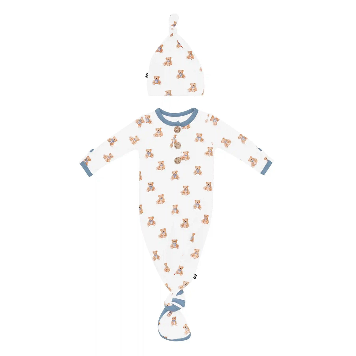 Knotted Day Gown with Hat Set in Teddy Bear