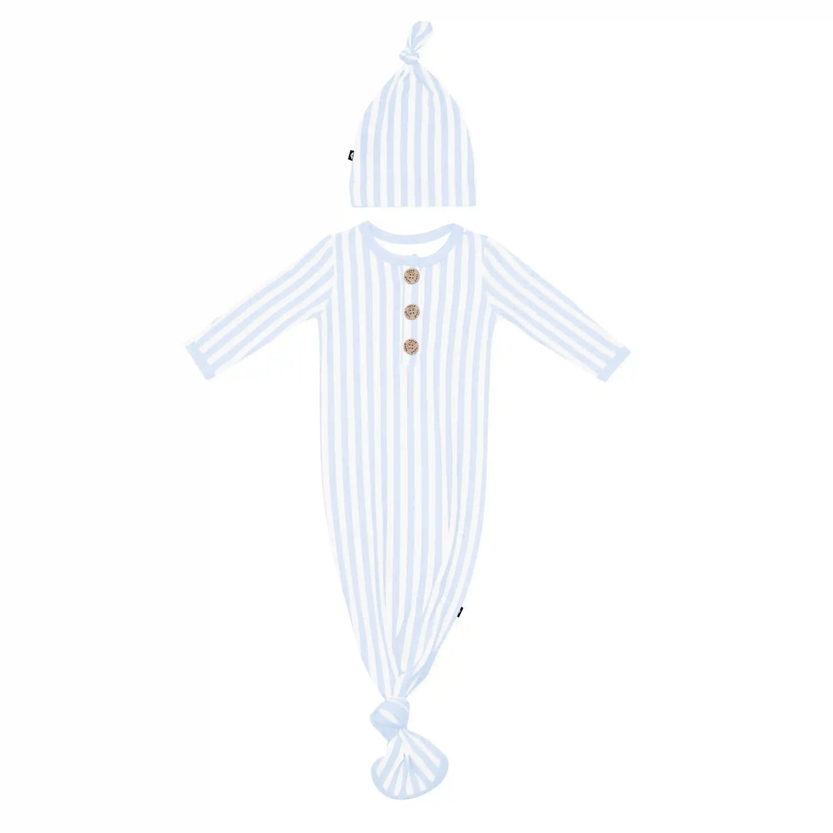Knotted Day Gown with Hat Set in Small Mist Stripe