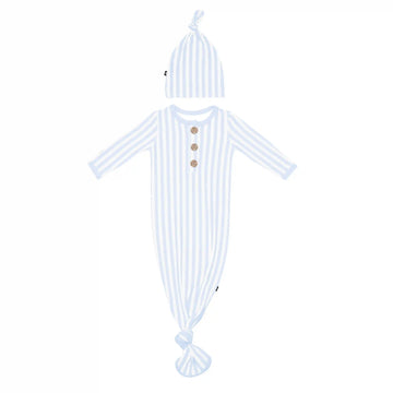 Knotted Day Gown with Hat Set in Small Mist Stripe