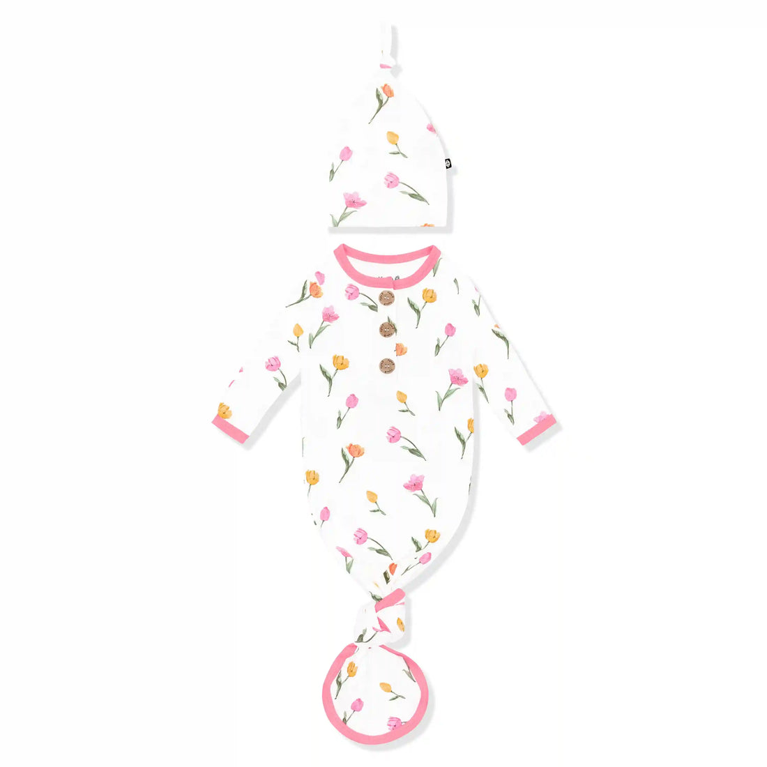 Knotted Day Gown with Hat Set in Tulip