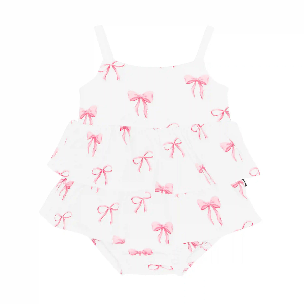 Spaghetti Strap Ruffle Romper in Bow