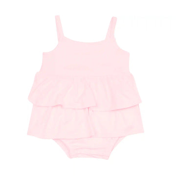 Spaghetti Strap Ruffle Romper in Sakura