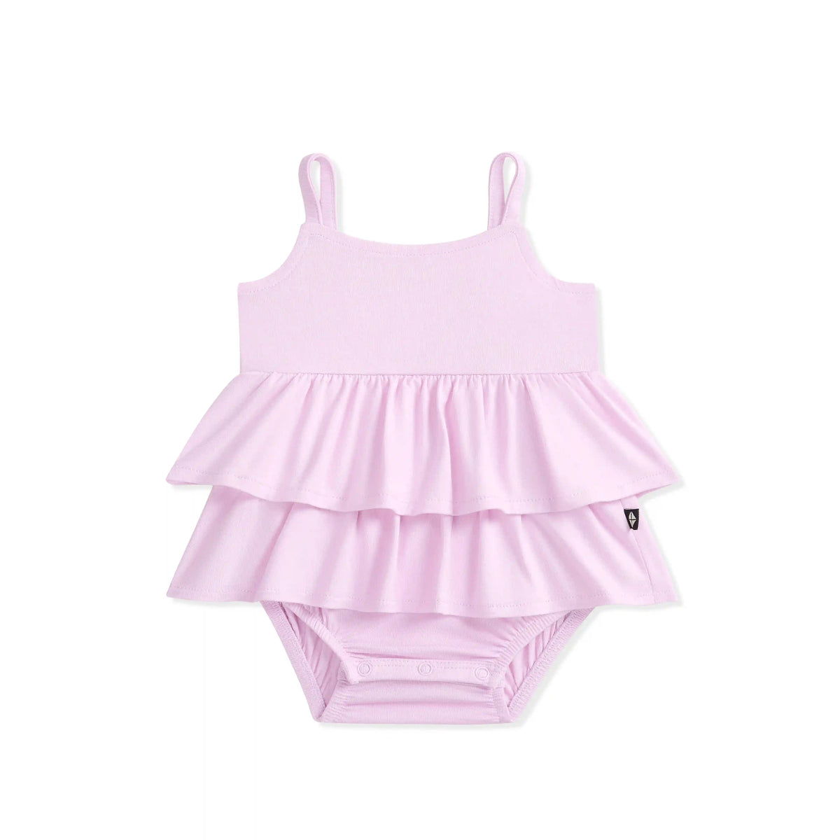 Spaghetti Strap Ruffle Romper in Thistle