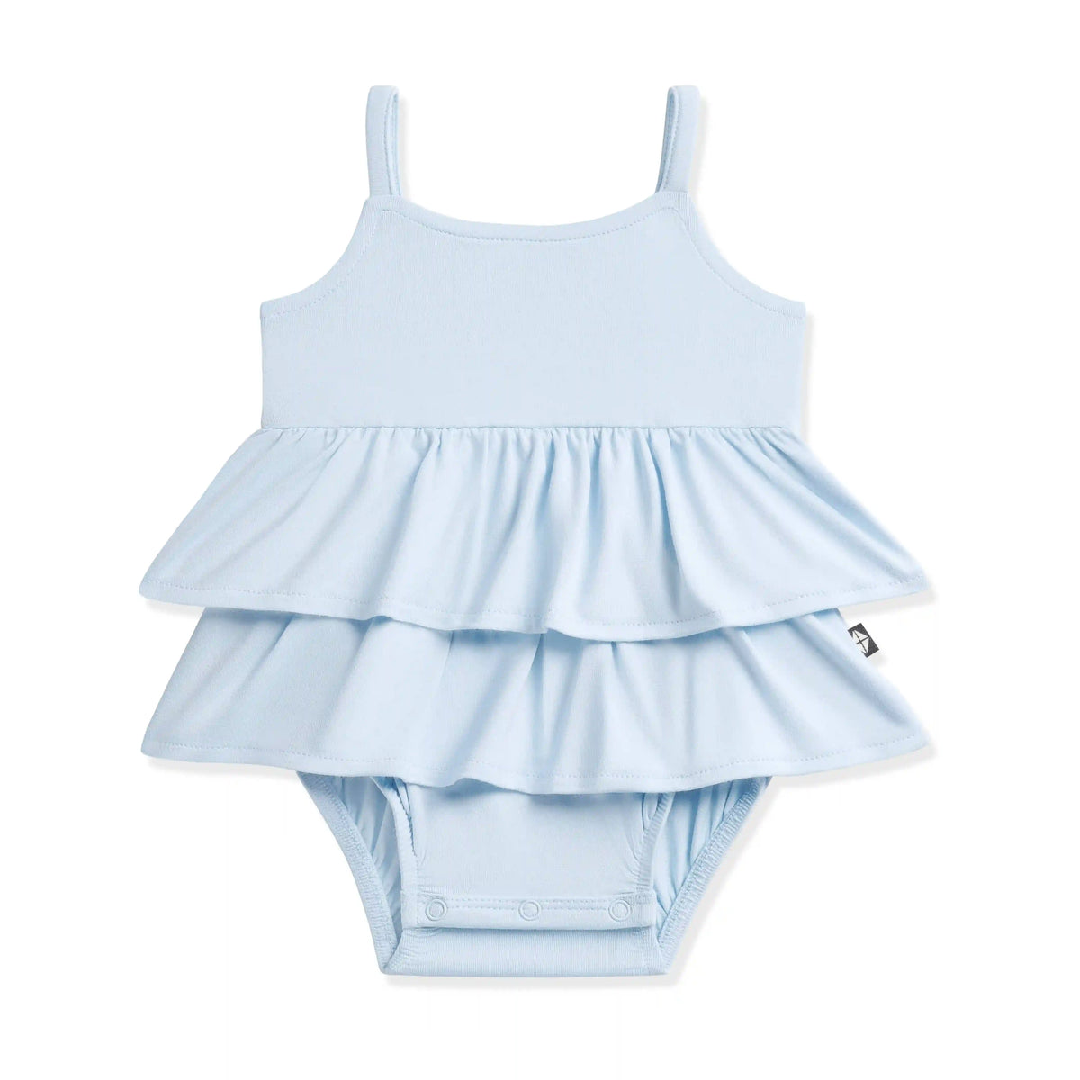 Spaghetti Strap Ruffle Romper in Breeze