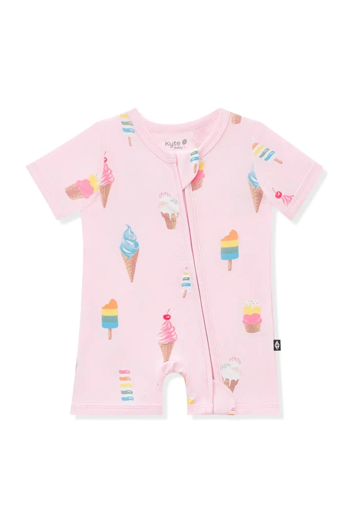 Zipper Shortall Romper in Sakura Ice Cream