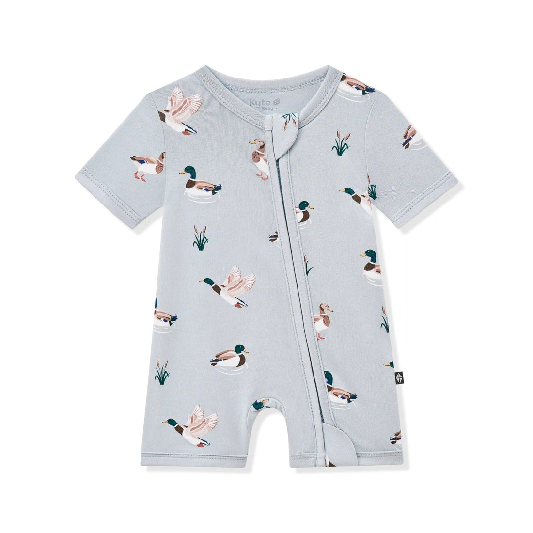 Zipper Shortall Romper in Mallard Duck