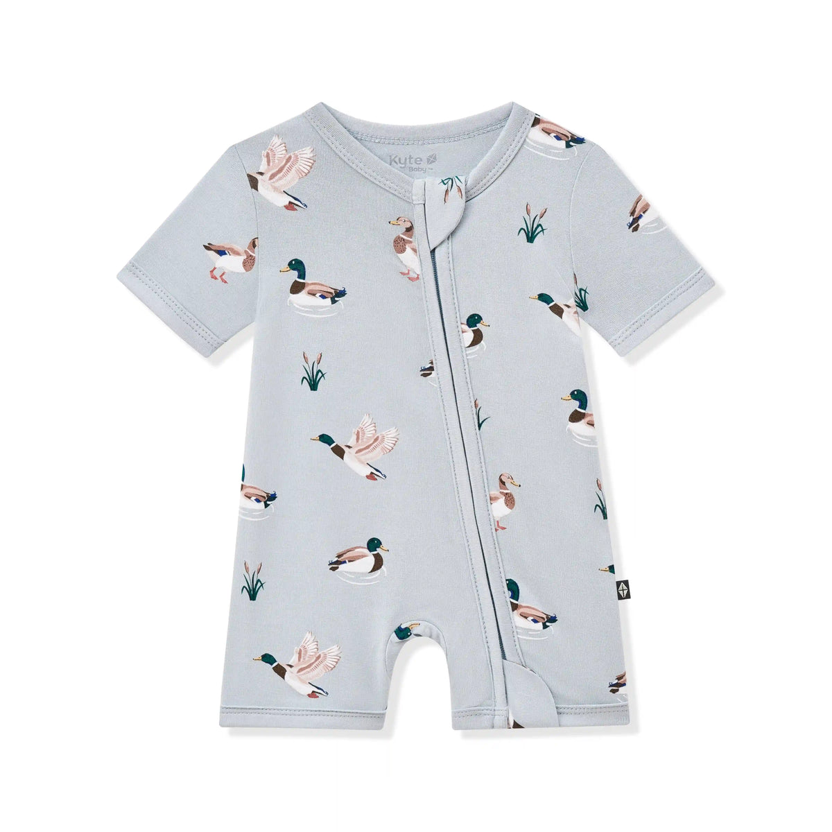 Zipper Shortall Romper in Mallard Duck
