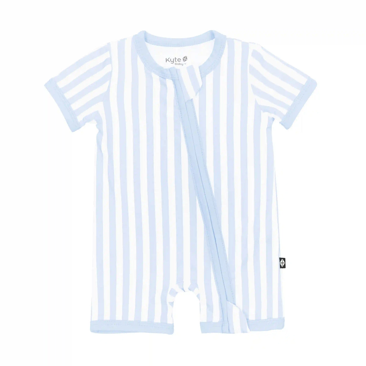 Zipper Shortall Romper in Small Mist Stripe