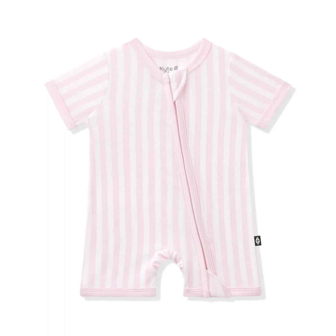 Zipper Shortall Romper in Small Sakura Stripe
