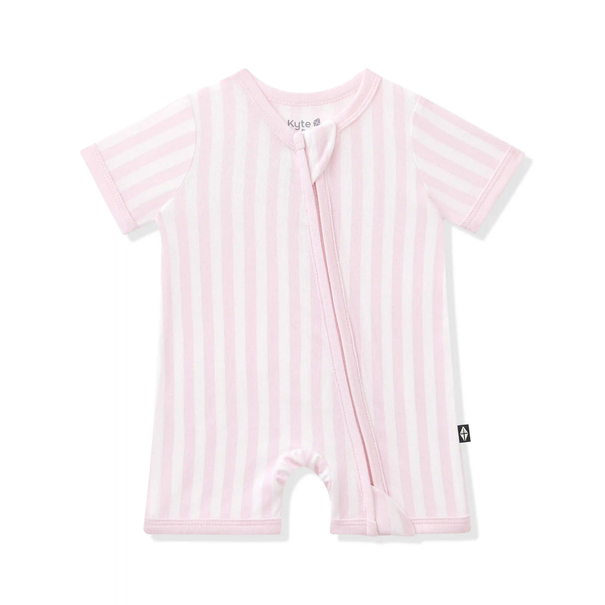 Zipper Shortall Romper in Small Sakura Stripe