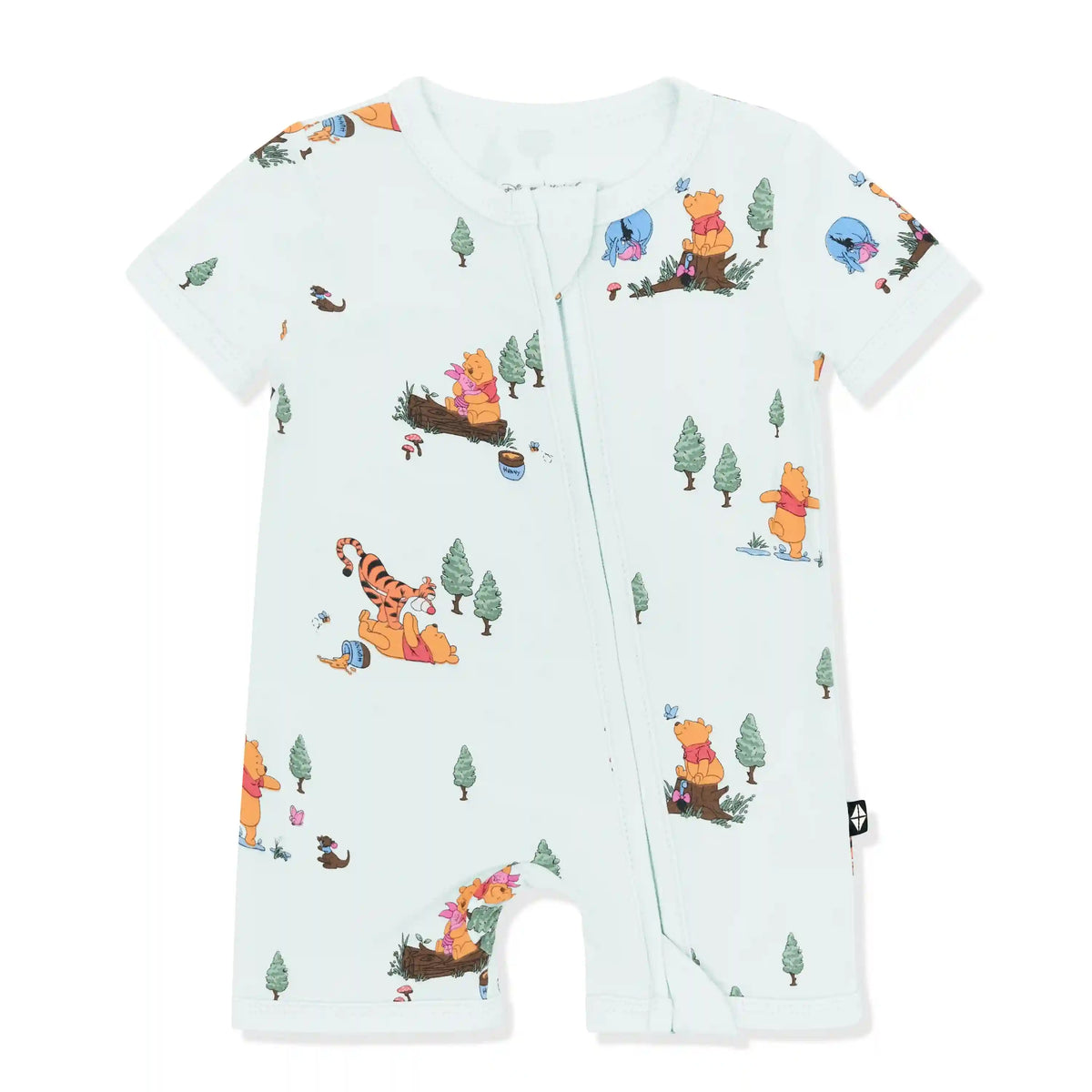 Zipper Shortall Romper in Winnie the Pooh Hundred Acre Wood