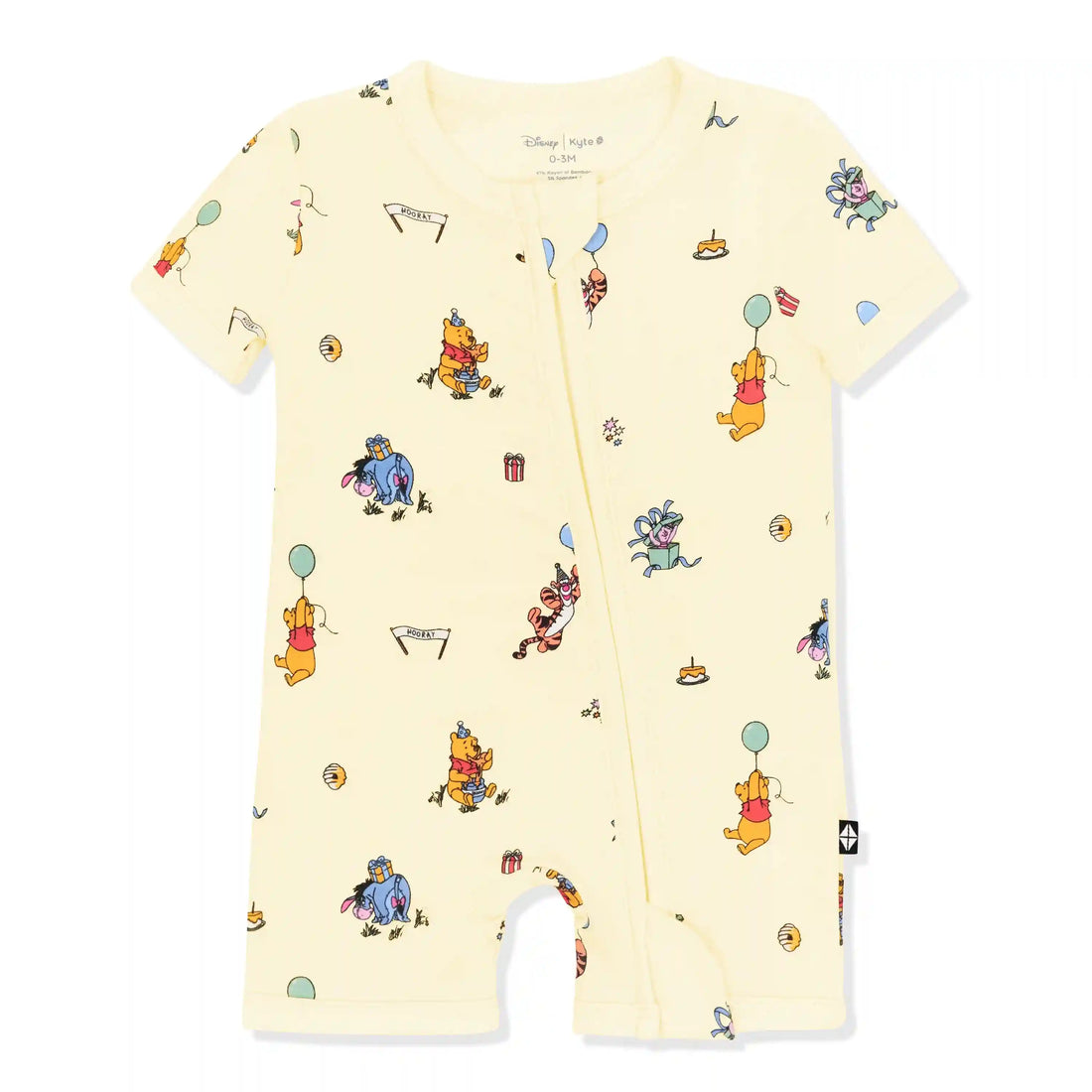 Zipper Shortall Romper in Winnie the Pooh Celebration