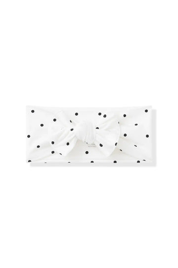 Knotted Bow Headband in Midnight Polka Dot