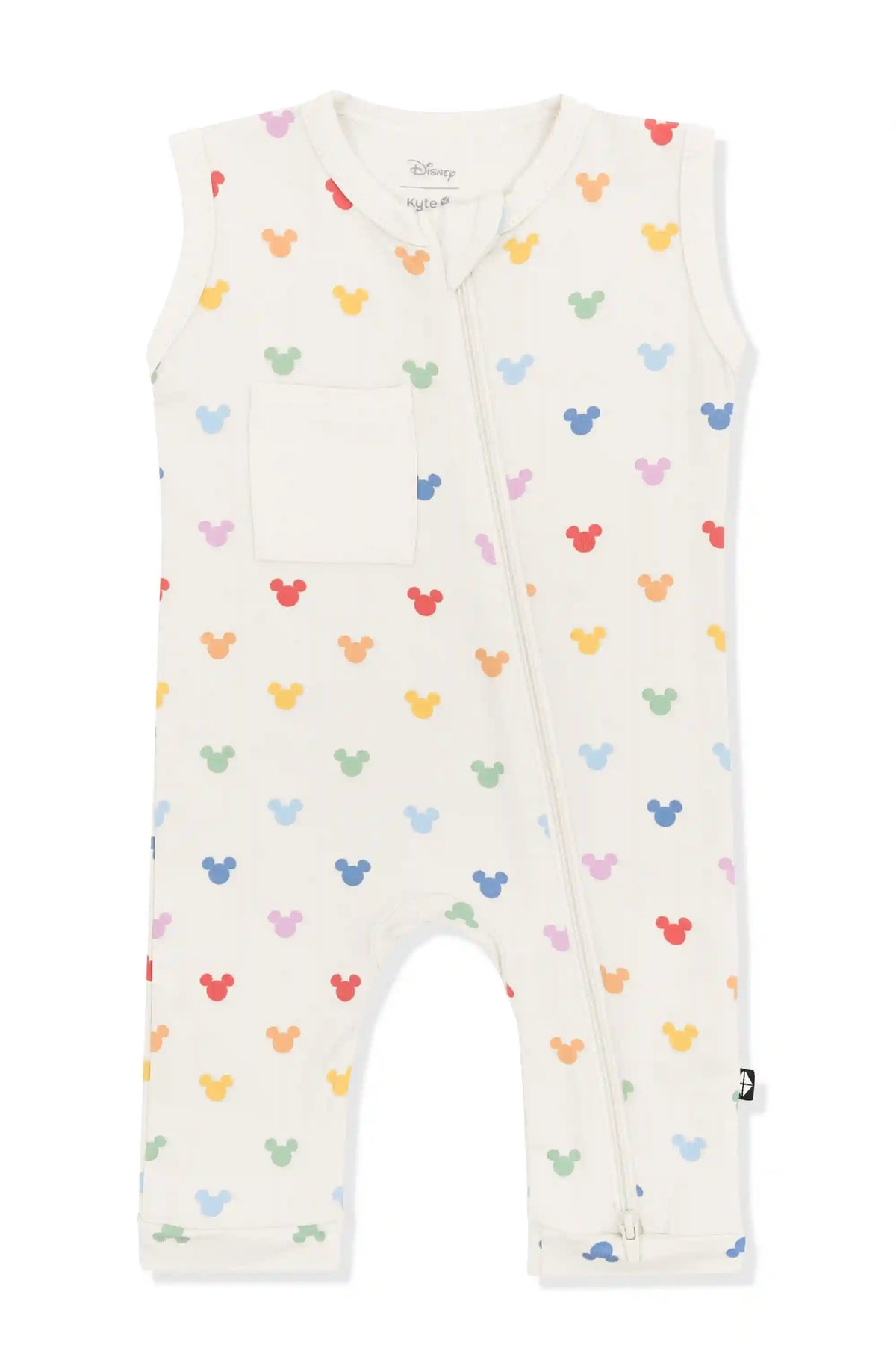 Zippered Sleeveless Romper in Pastel Mickey Mouse