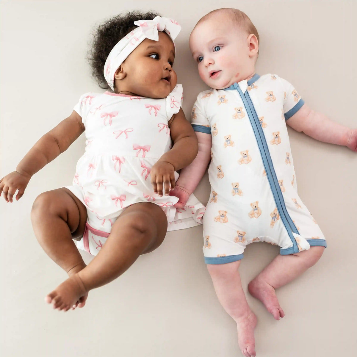 Zippered Shortall Romper in Teddy Bear