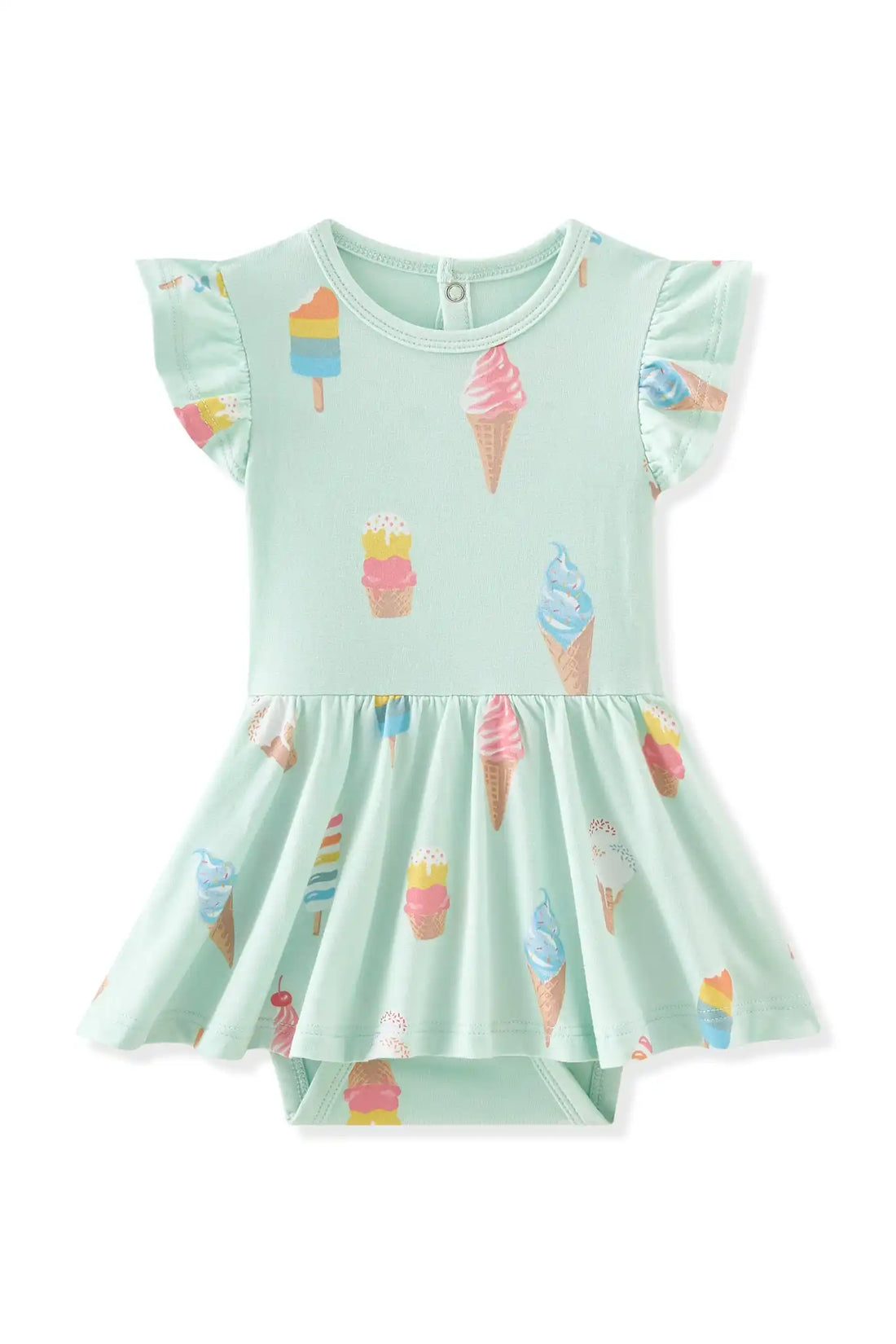 Twirl Bodysuit Dress in Mint Ice Cream