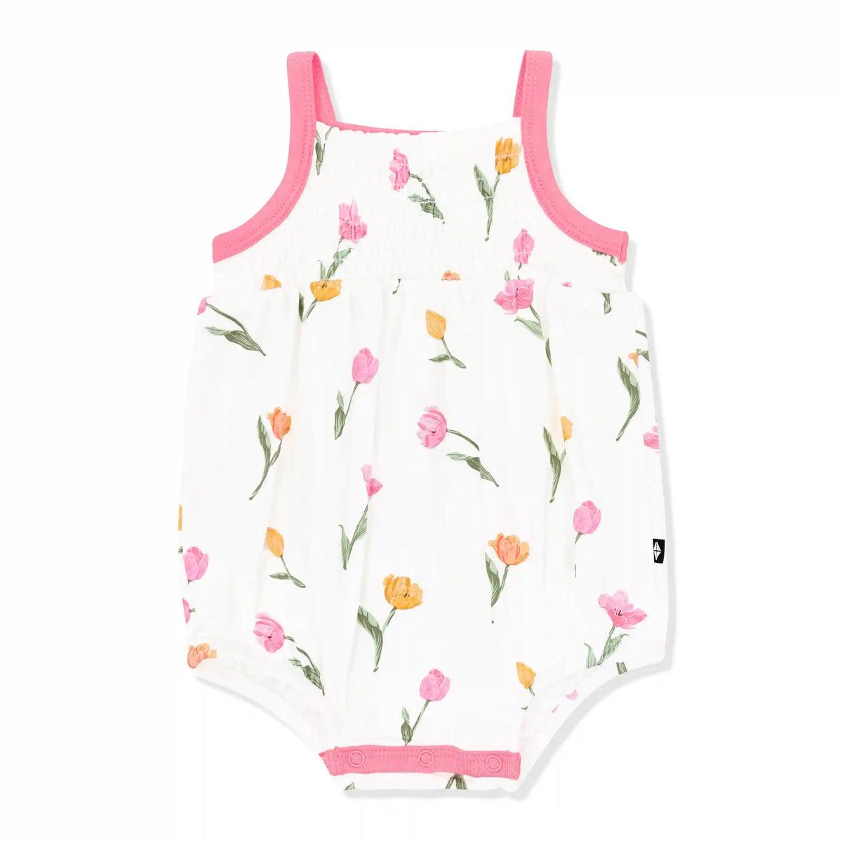 Smocked Bubble Romper in Tulip