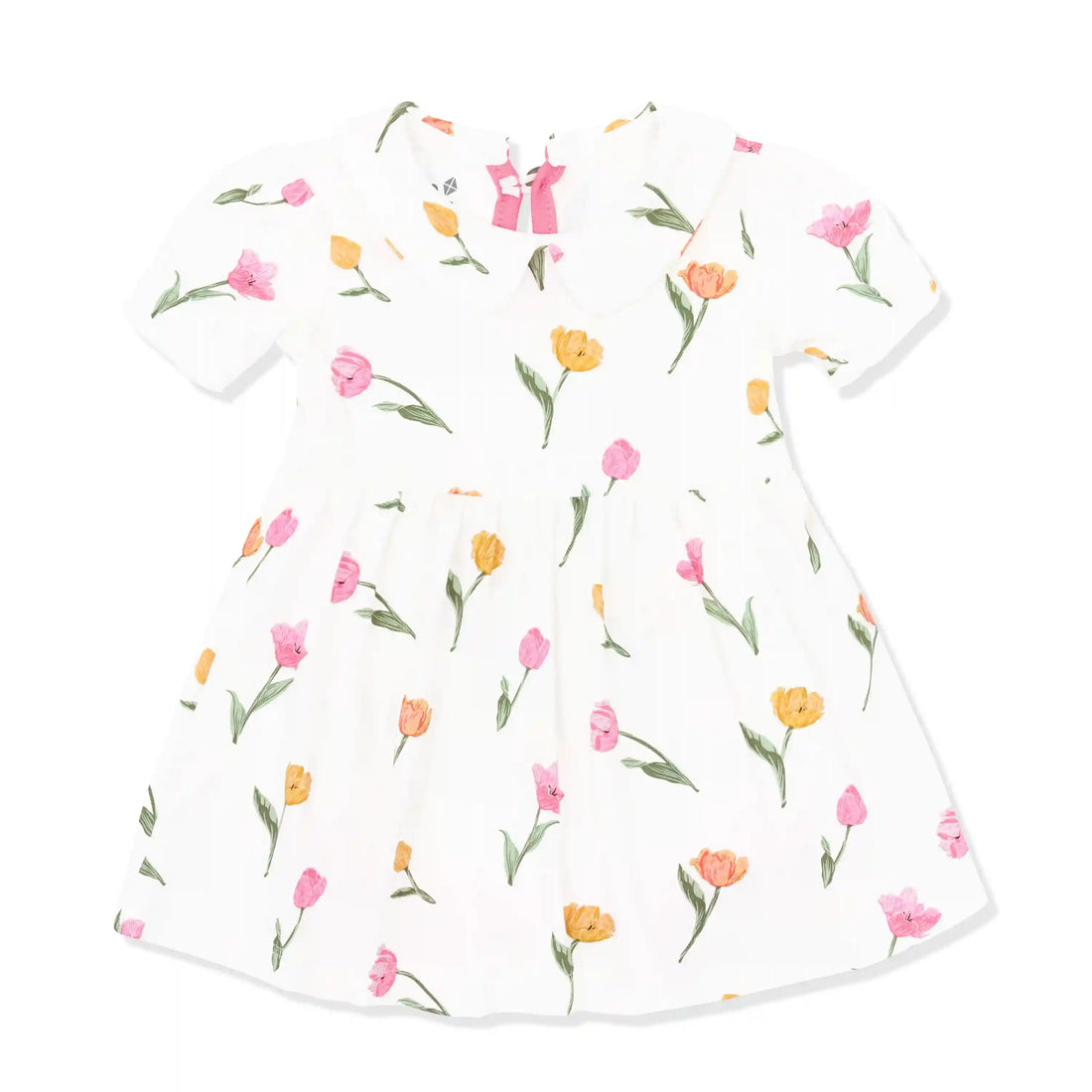 Peter Pan Collar Bodysuit Dress in Tulip