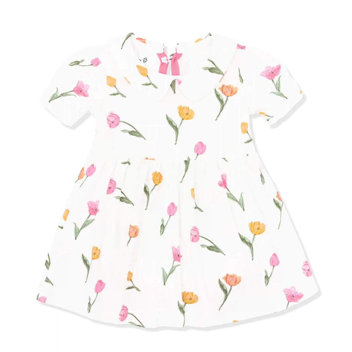 Peter Pan Collar Bodysuit Dress in Tulip
