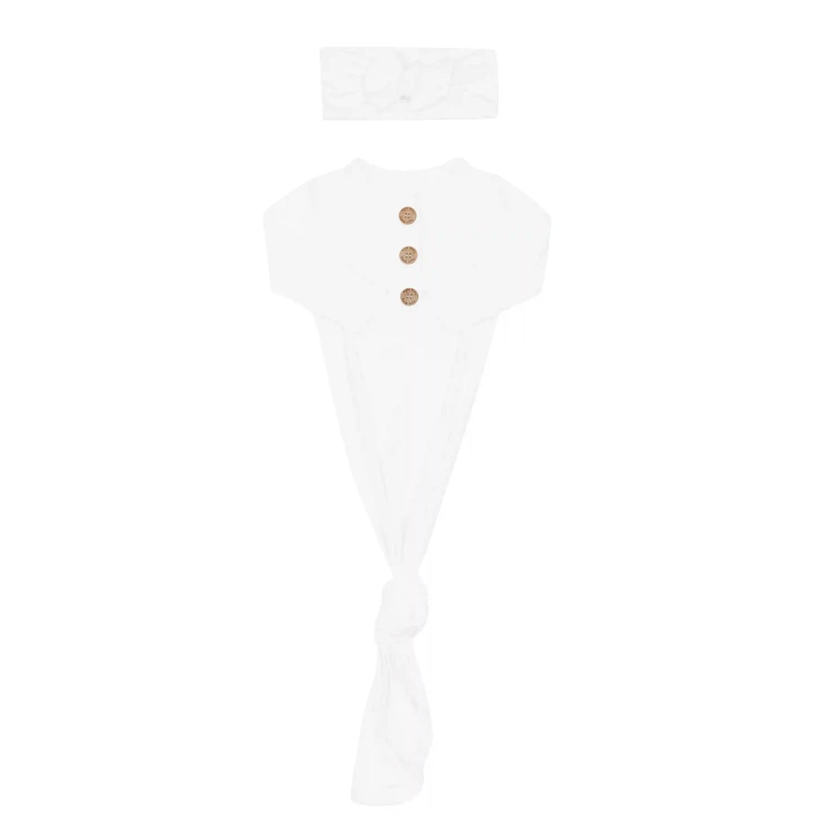Knotted Day Gown with Bow Set in Cloud