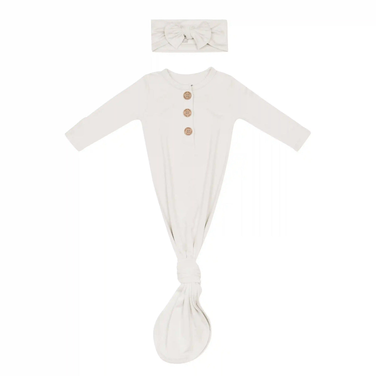 Knotted Day Gown with Bow Set in Oat