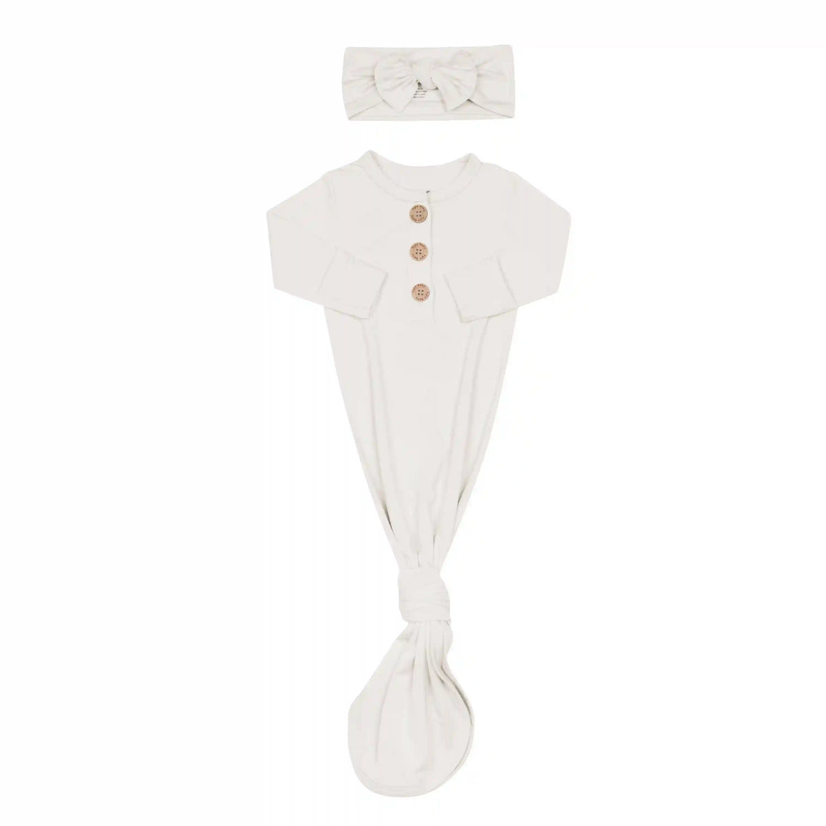 Knotted Day Gown with Bow Set in Oat