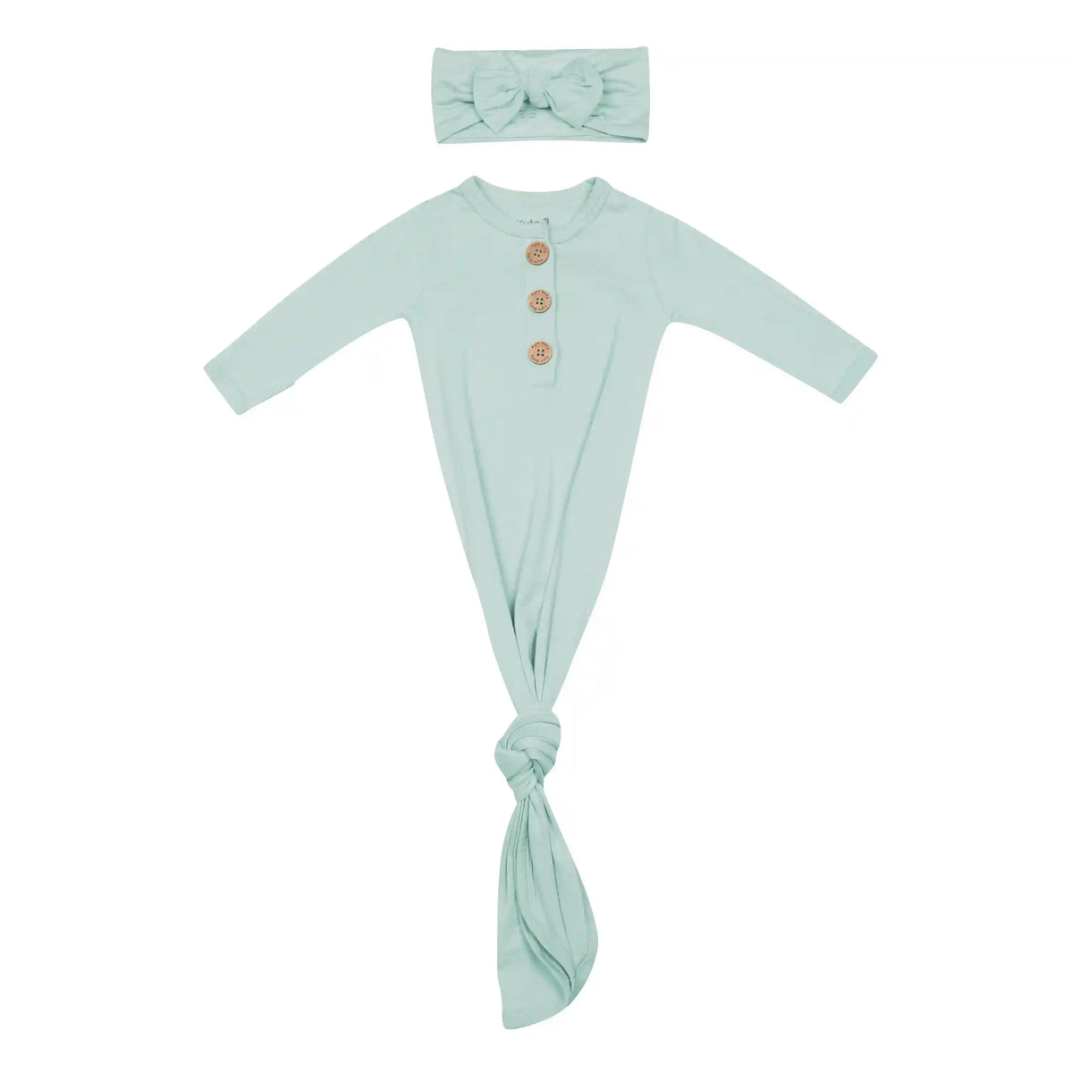 Knotted Day Gown with Bow Set in Sage