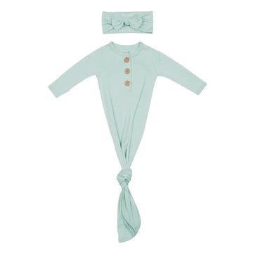 Knotted Day Gown with Bow Set in Sage