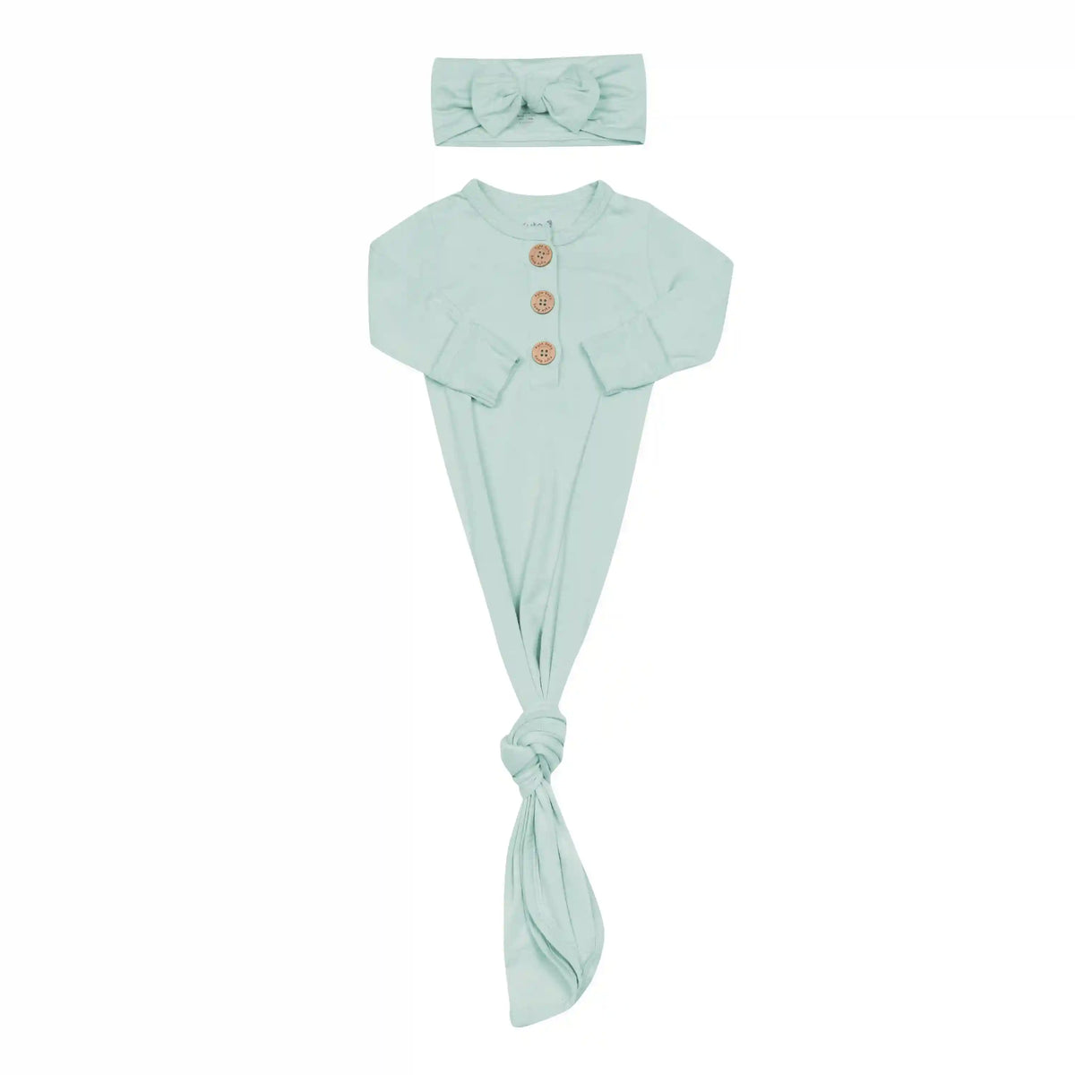 Knotted Day Gown with Bow Set in Sage