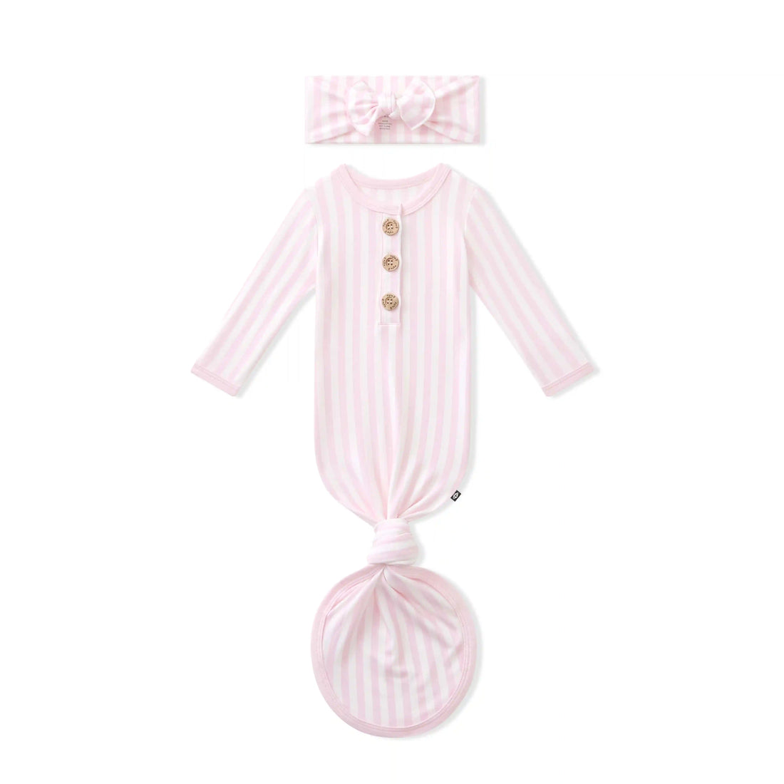 Knotted Day Gown with Bow Set in Small Sakura Stripe