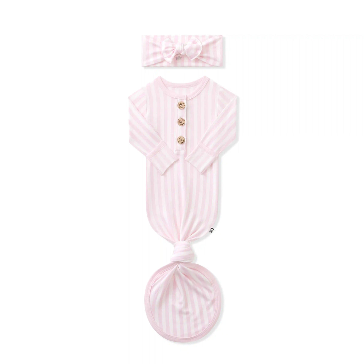 Knotted Day Gown with Bow Set in Small Sakura Stripe