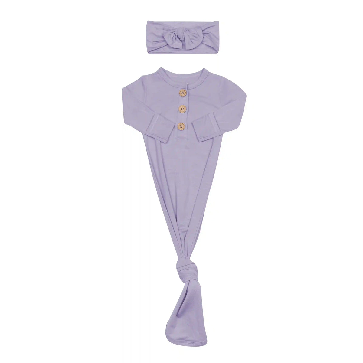 Knotted Day Gown with Bow Set in Taro