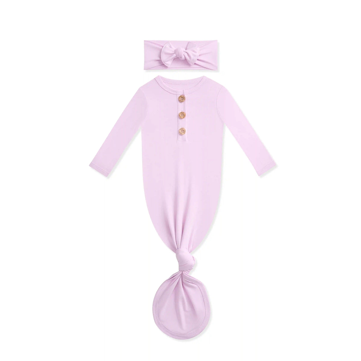 Knotted Day Gown with Bow Set in Thistle