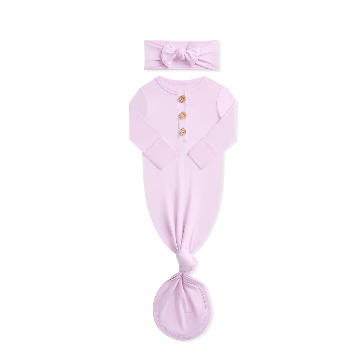Knotted Day Gown with Bow Set in Thistle