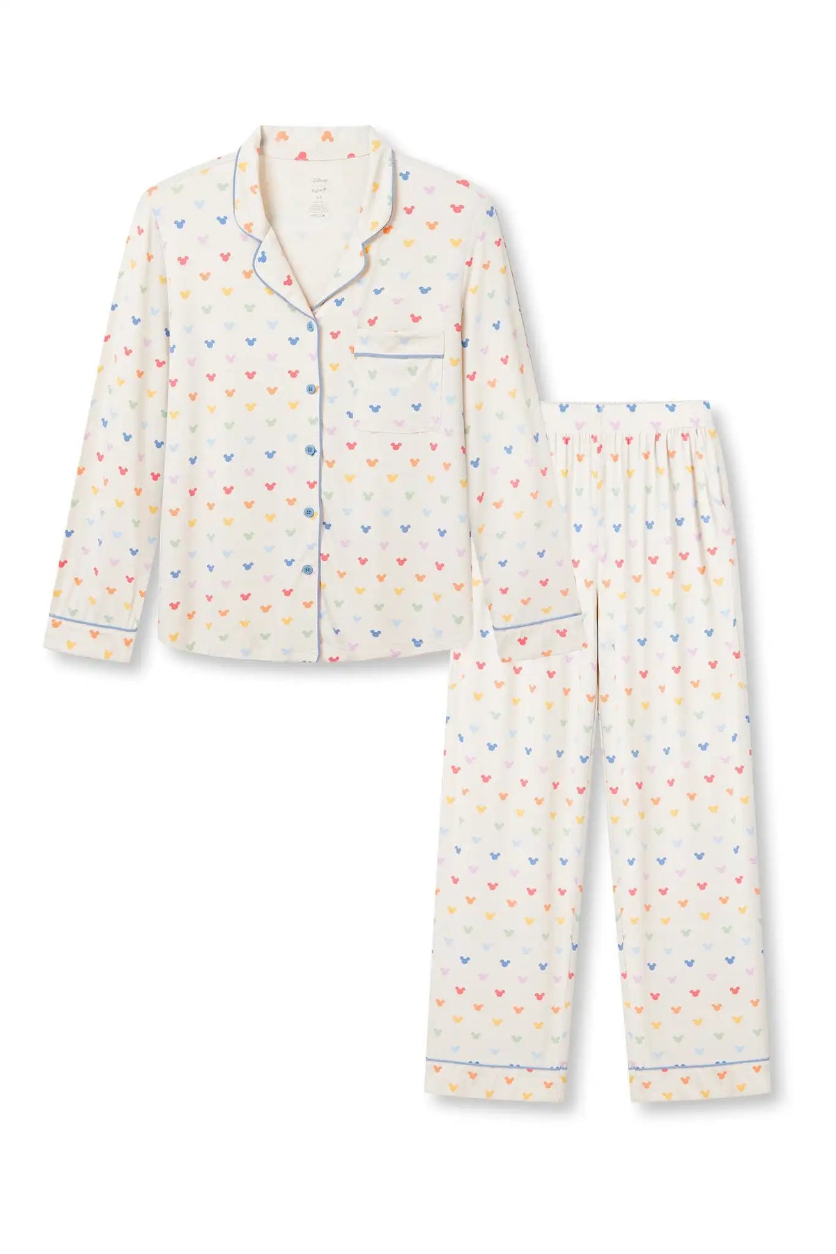 Long-Sleeved Women's Pajama Set in Pastel Mickey Mouse