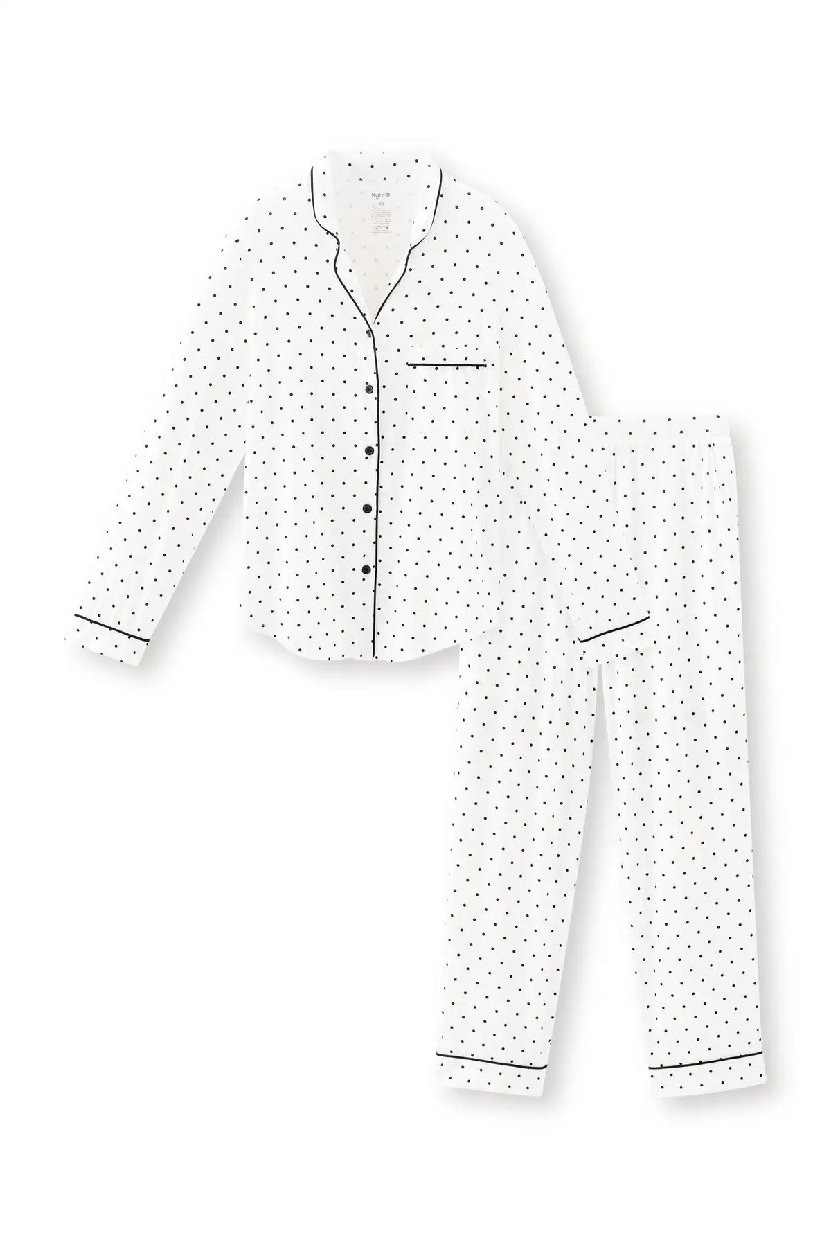 Long-Sleeved Women's Pajama Set in Midnight Polka Dot