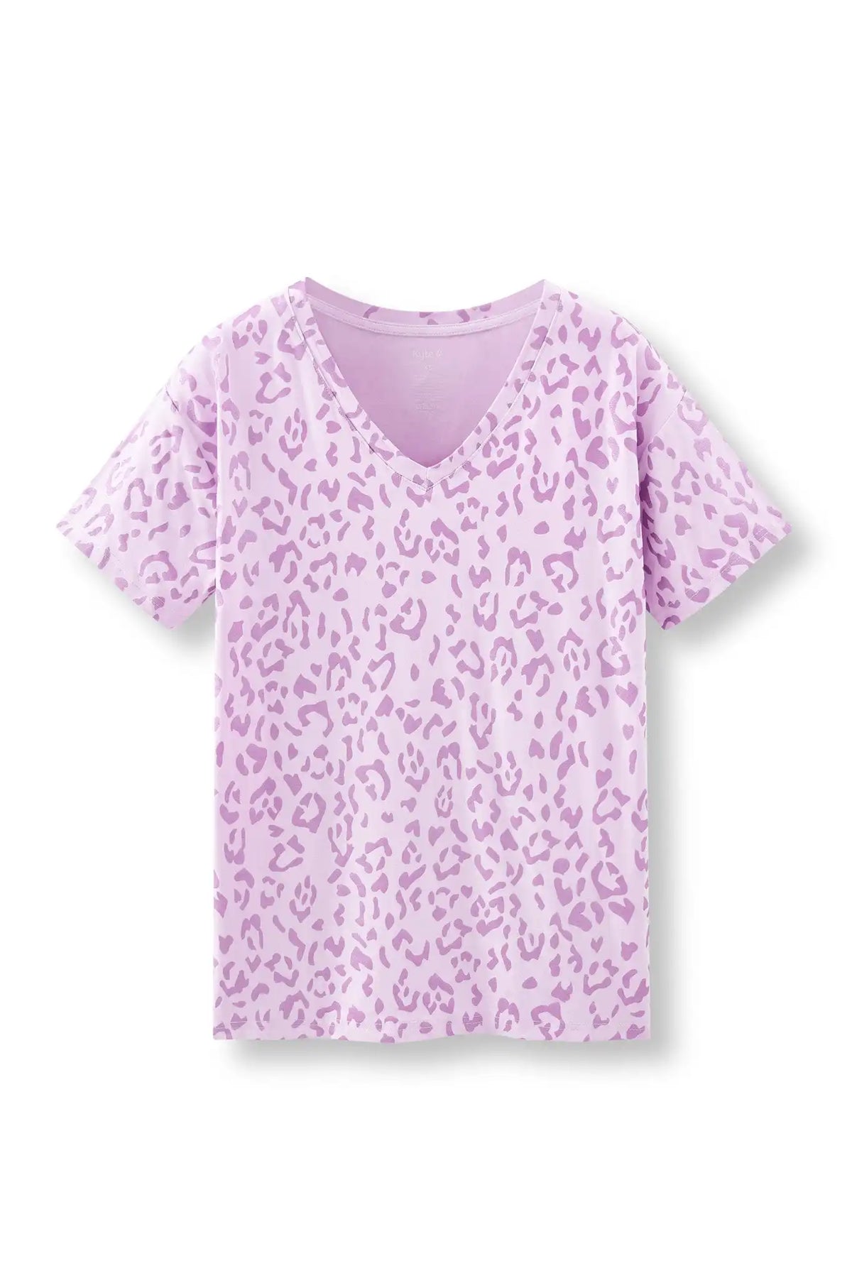 Women's Oversized V-Neck Tee in Thistle Leopard