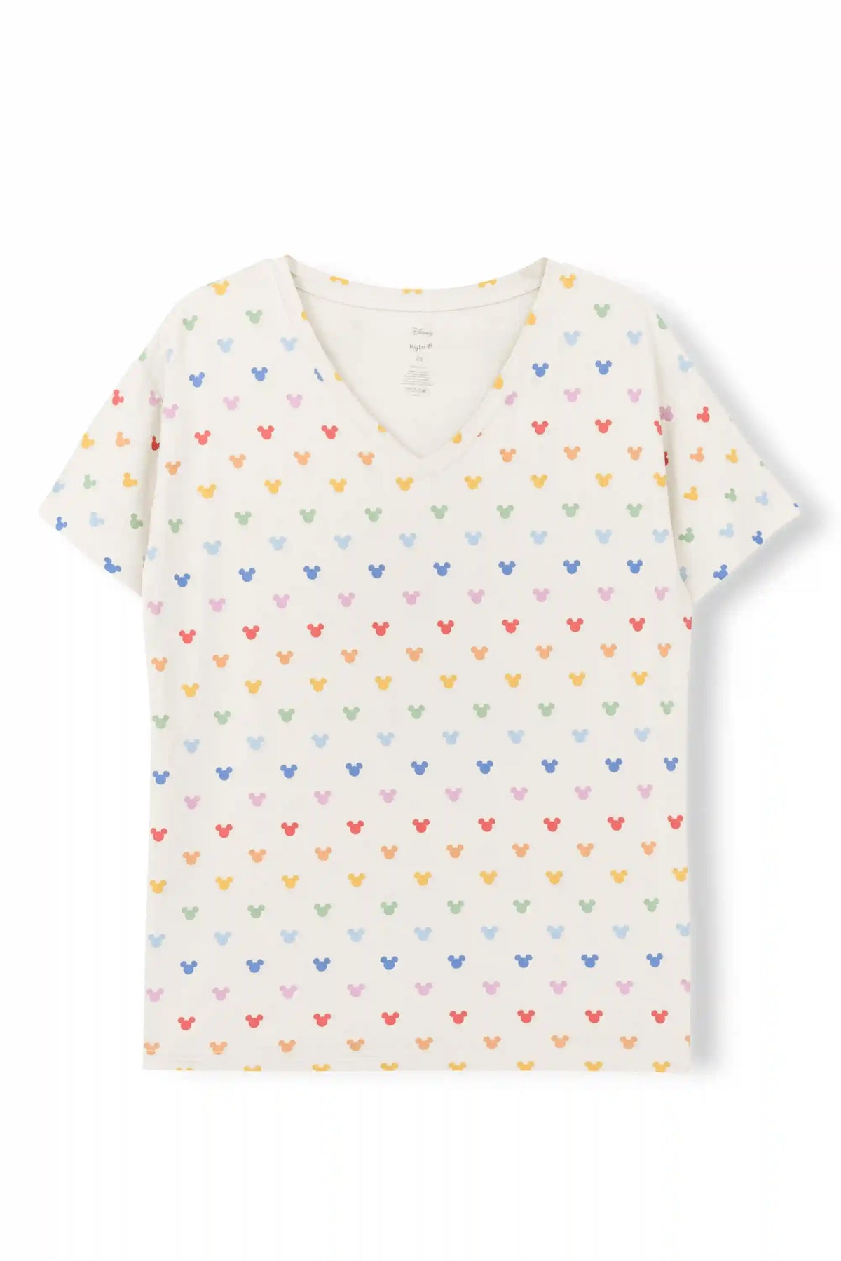 Women's Oversized V-Neck Tee in Pastel Mickey Mouse