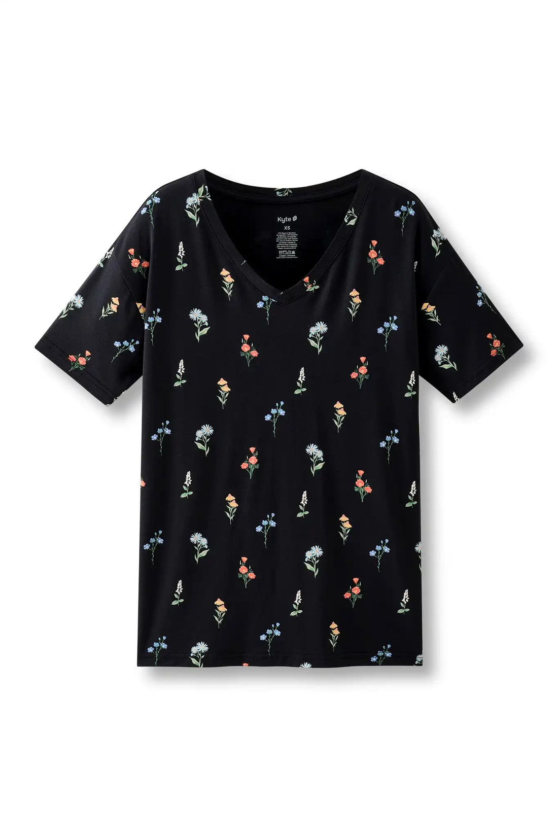 Women's Oversized V-Neck Tee in Midnight Wildflower