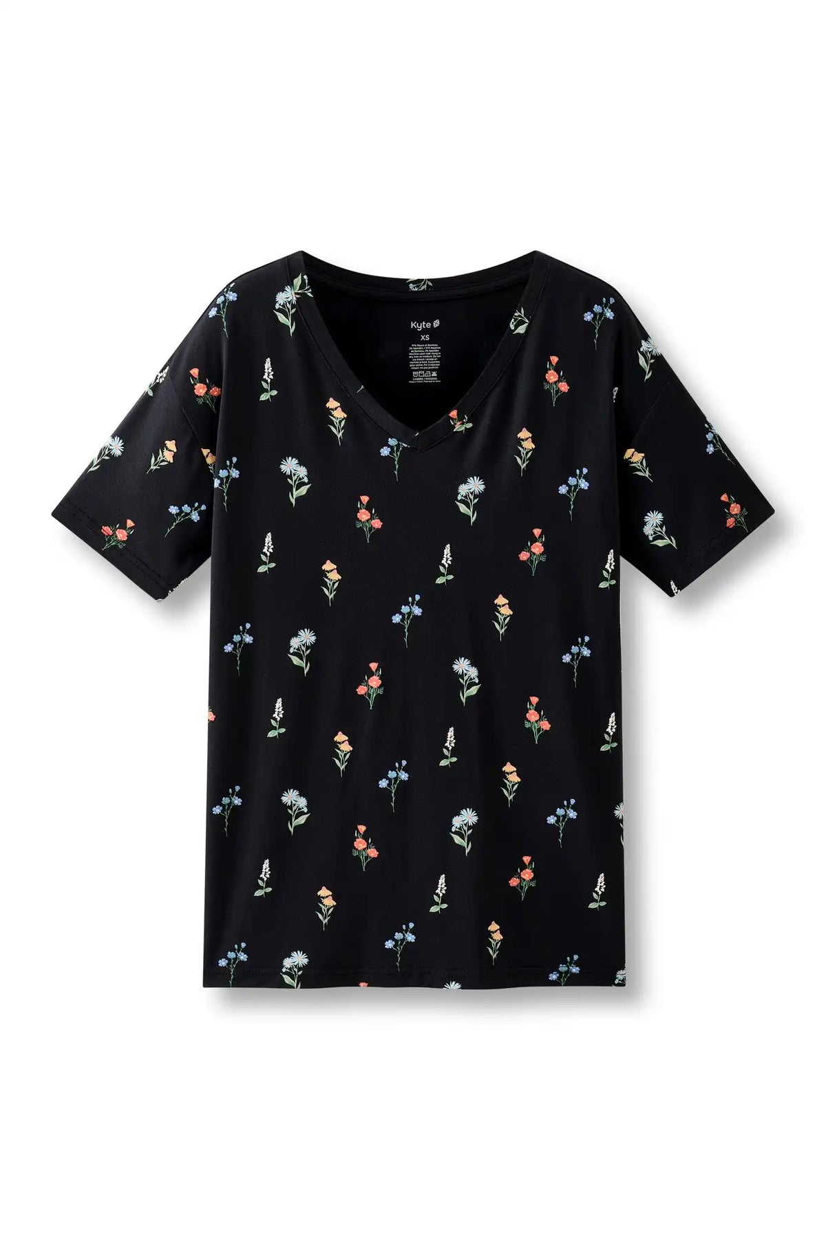 Women's Oversized V-Neck Tee in Midnight Wildflower