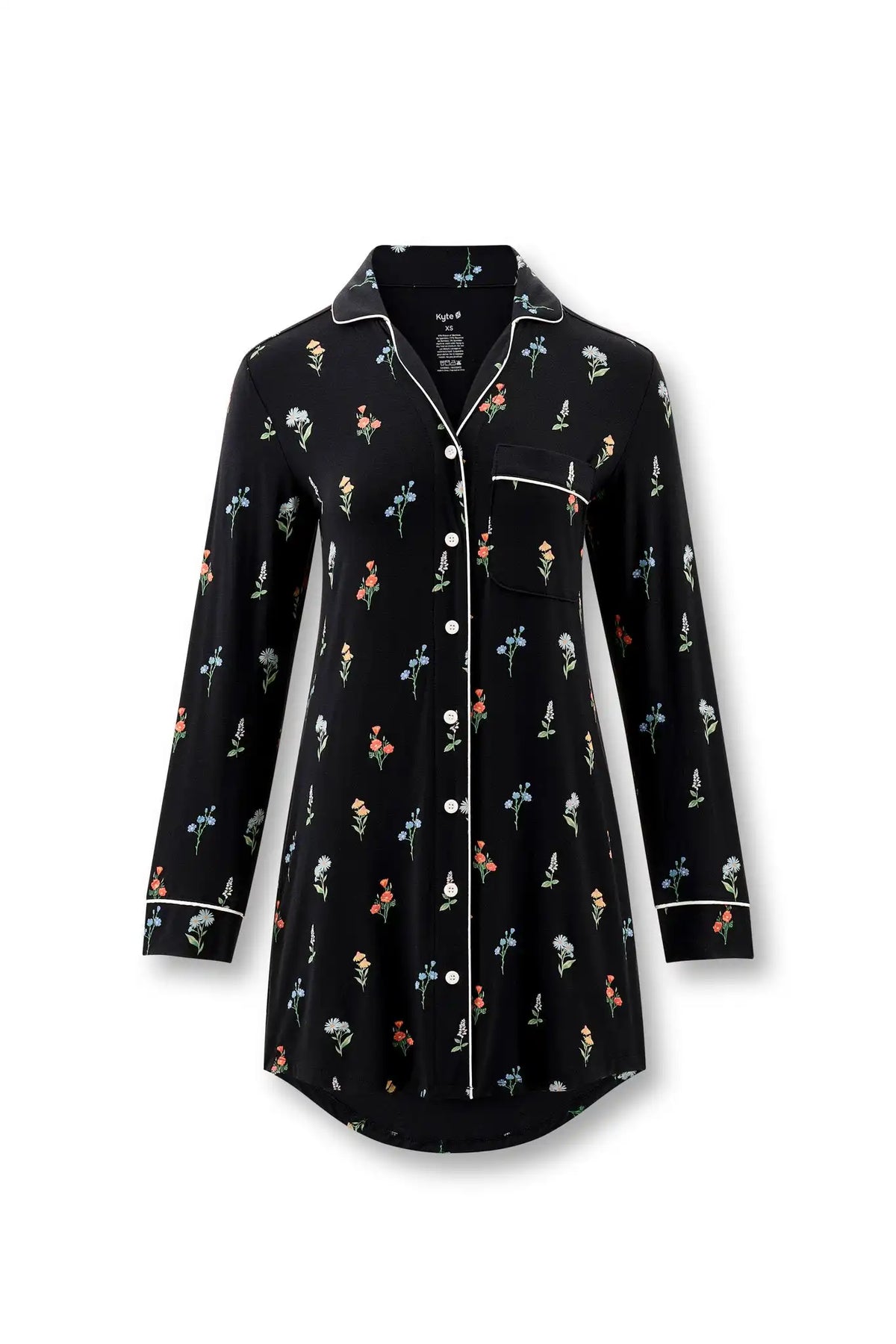 Long Sleeve Women’s Nightshirt in Midnight Wildflower