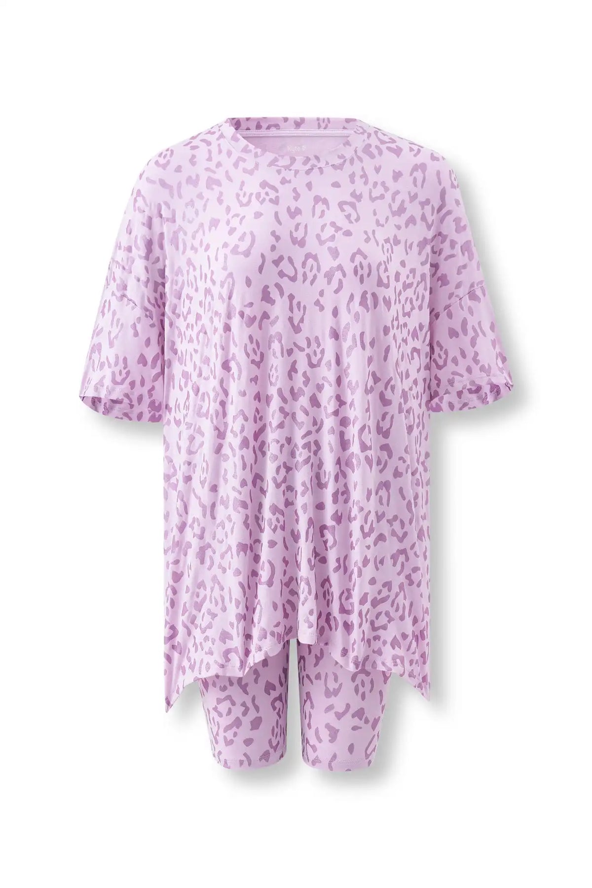 Women’s Biker Short Set in Thistle Leopard