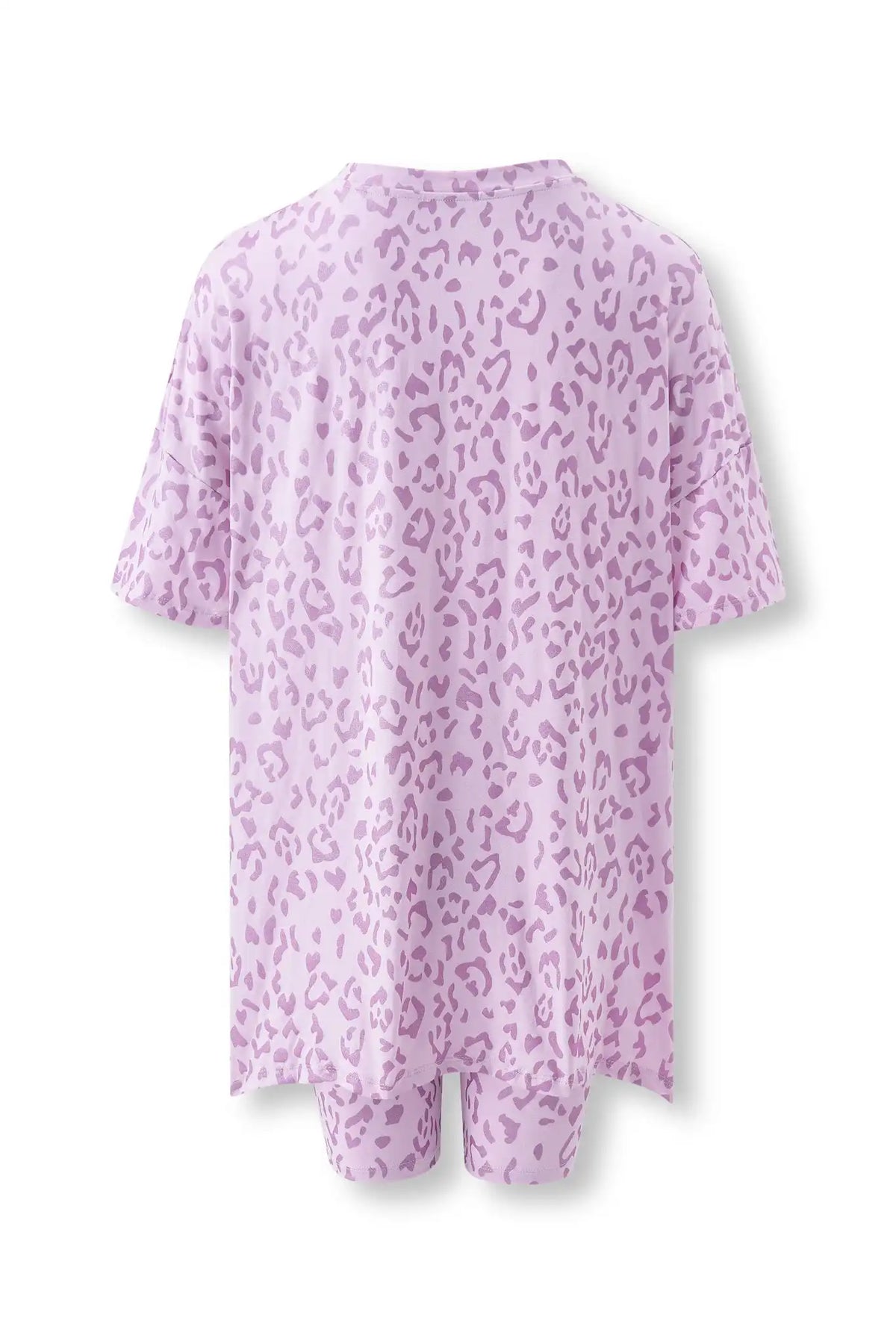 Women’s Biker Short Set in Thistle Leopard