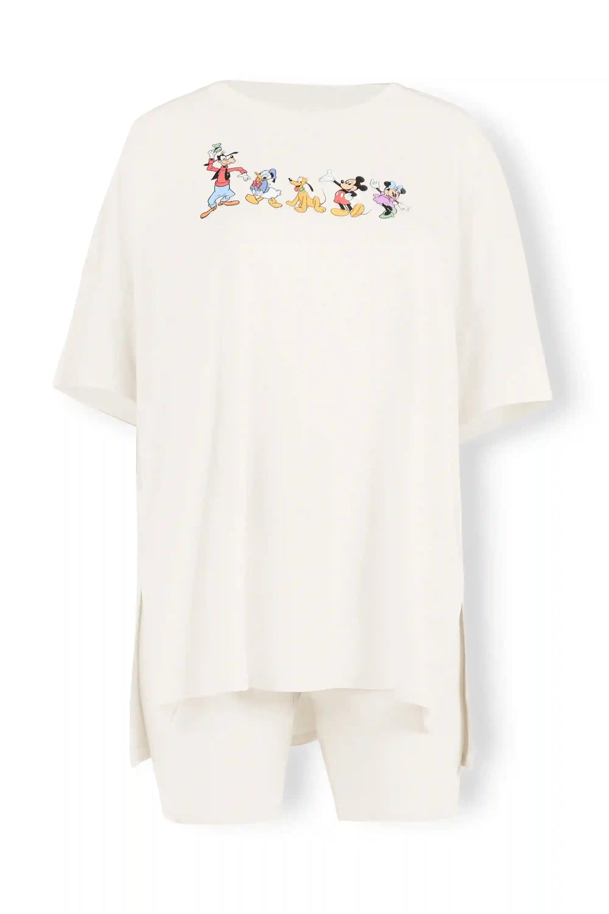 Women’s Biker Short Set in Mickey and Friends on Ecru