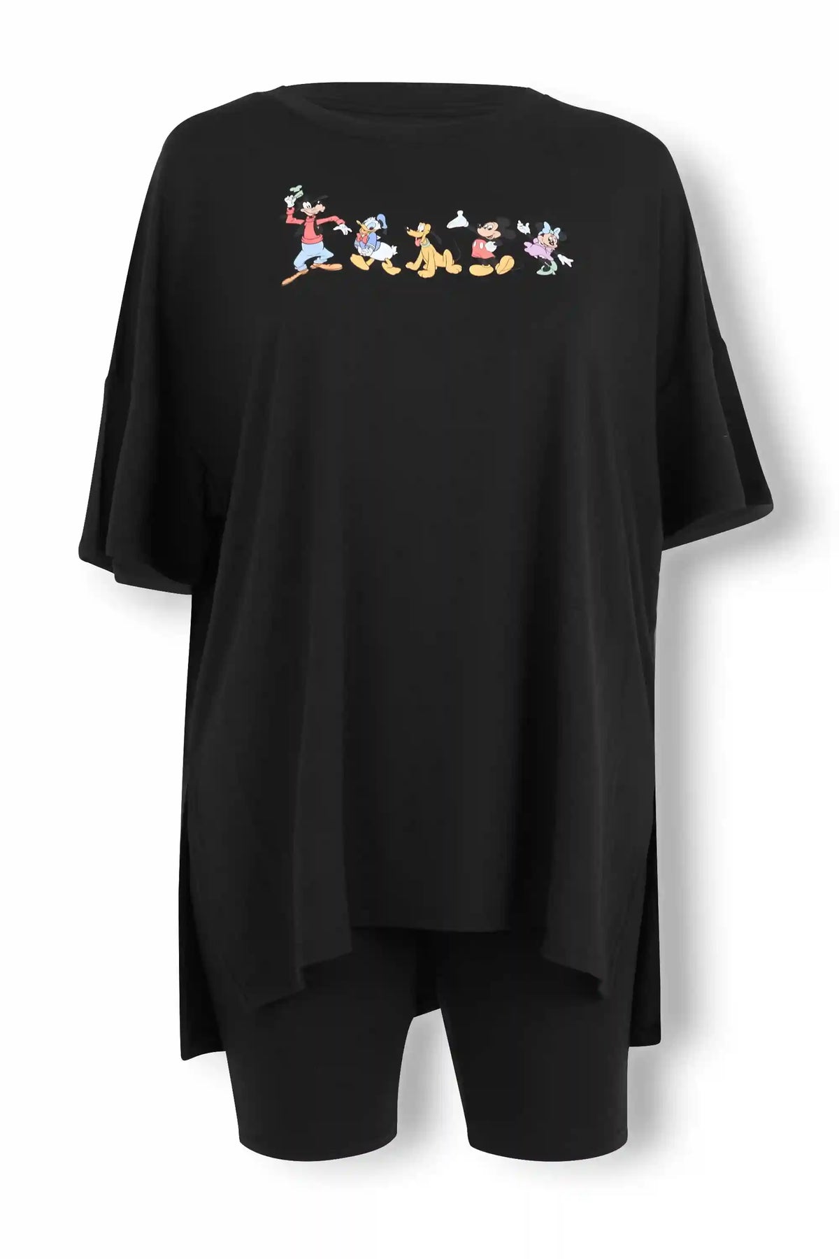 Women’s Biker Short Set in Mickey and Friends on Midnight