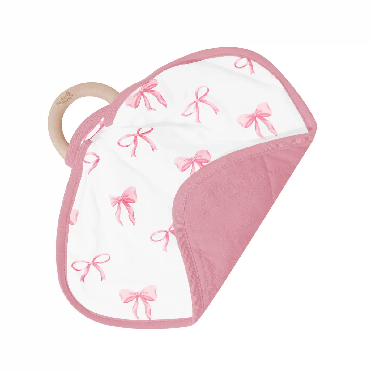 Lovey in Bow with Removable Wooden Teething Ring