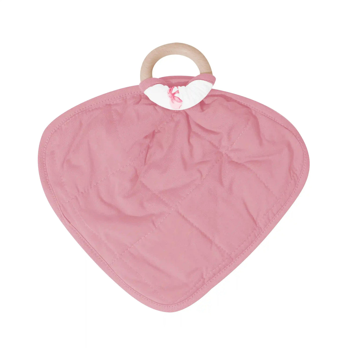 Lovey in Bow with Removable Wooden Teething Ring